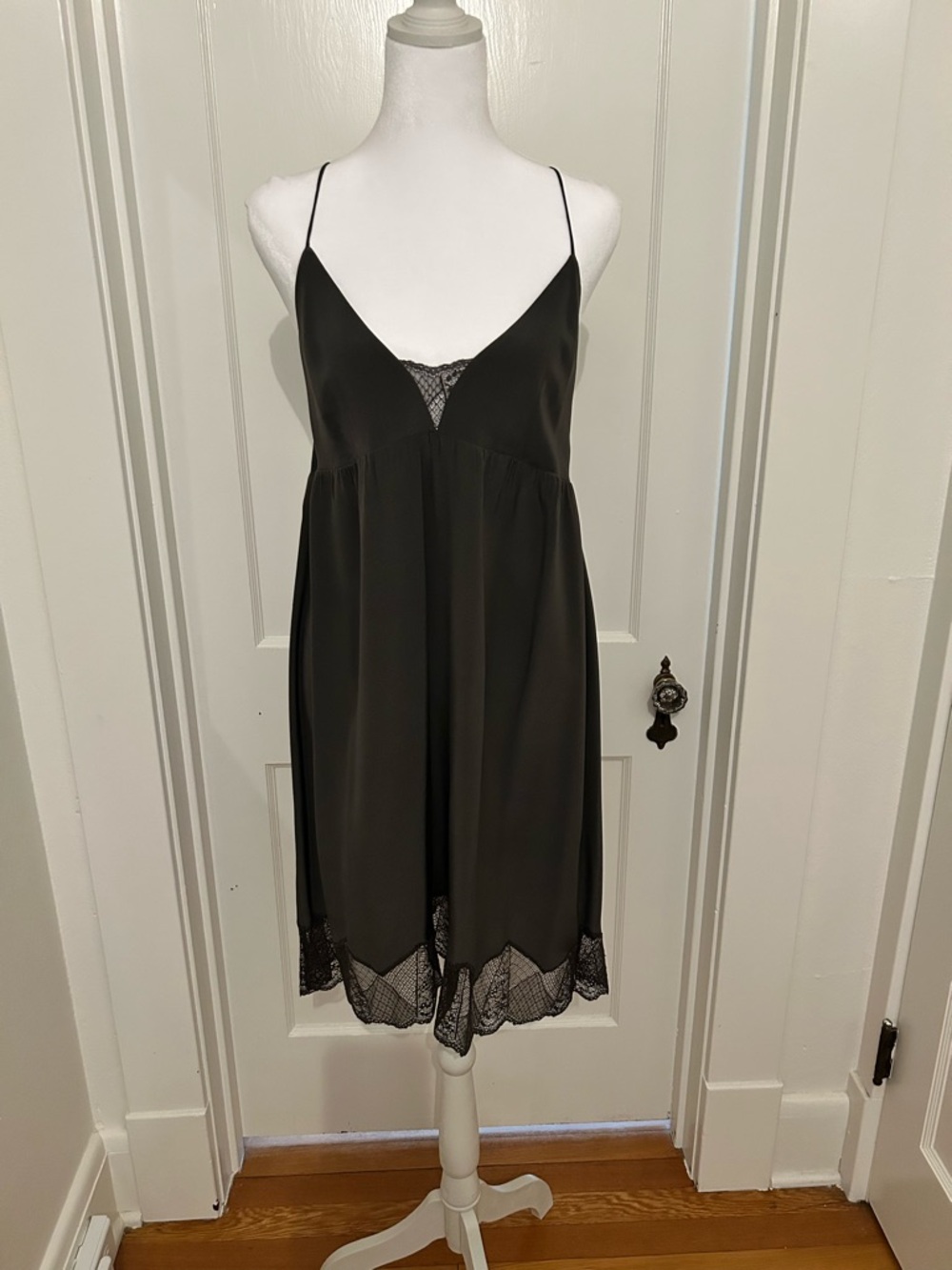 Zadig and Voltaire Silky grey Lace-Trim Slip Dress